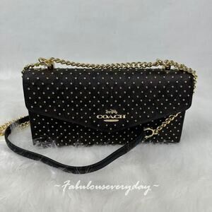 Coach Klare Envelope Crossbody Bag In Signature Canvas With Rivets Walnut CDB22